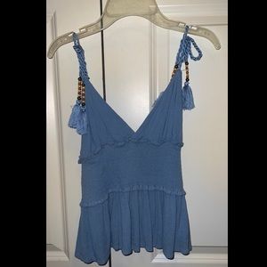 Blue flowy top